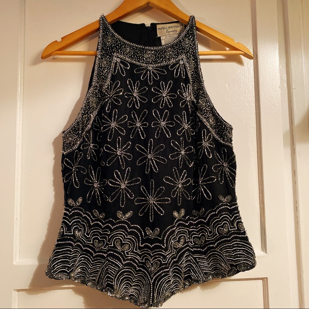 Papell Boutique evening top 100% silk